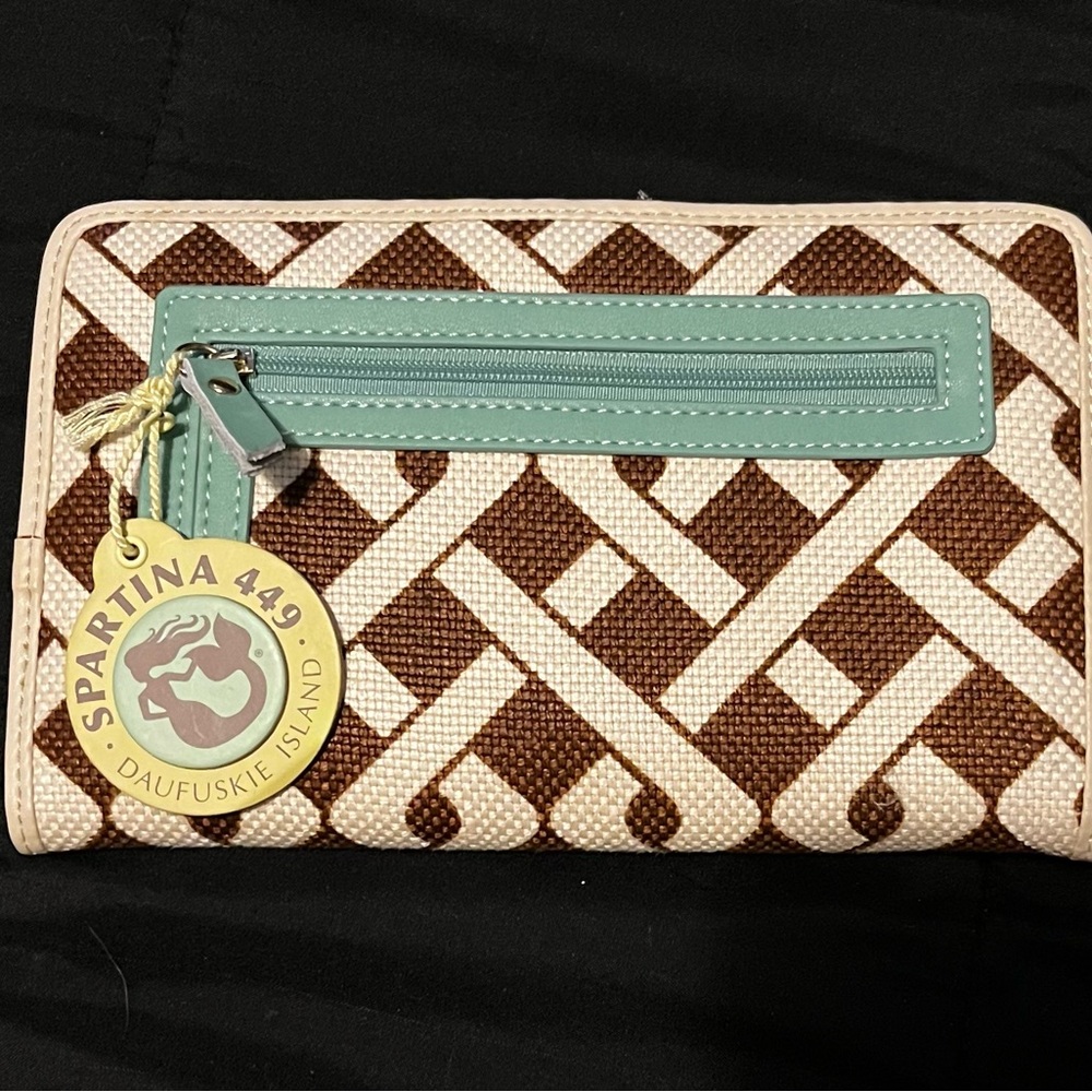 Spartina 449 Brown and Cream Geometric Wallet